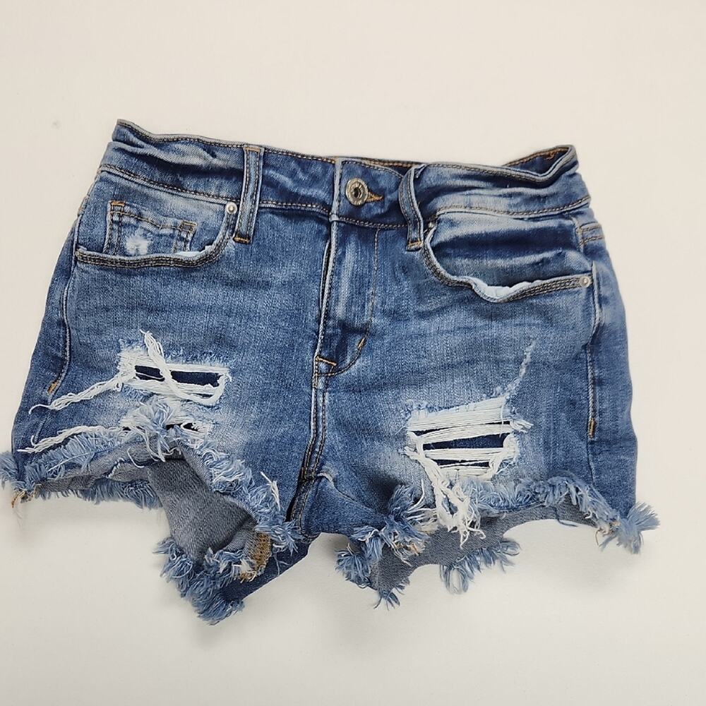 Frayed Blue Denim Jean Shorts